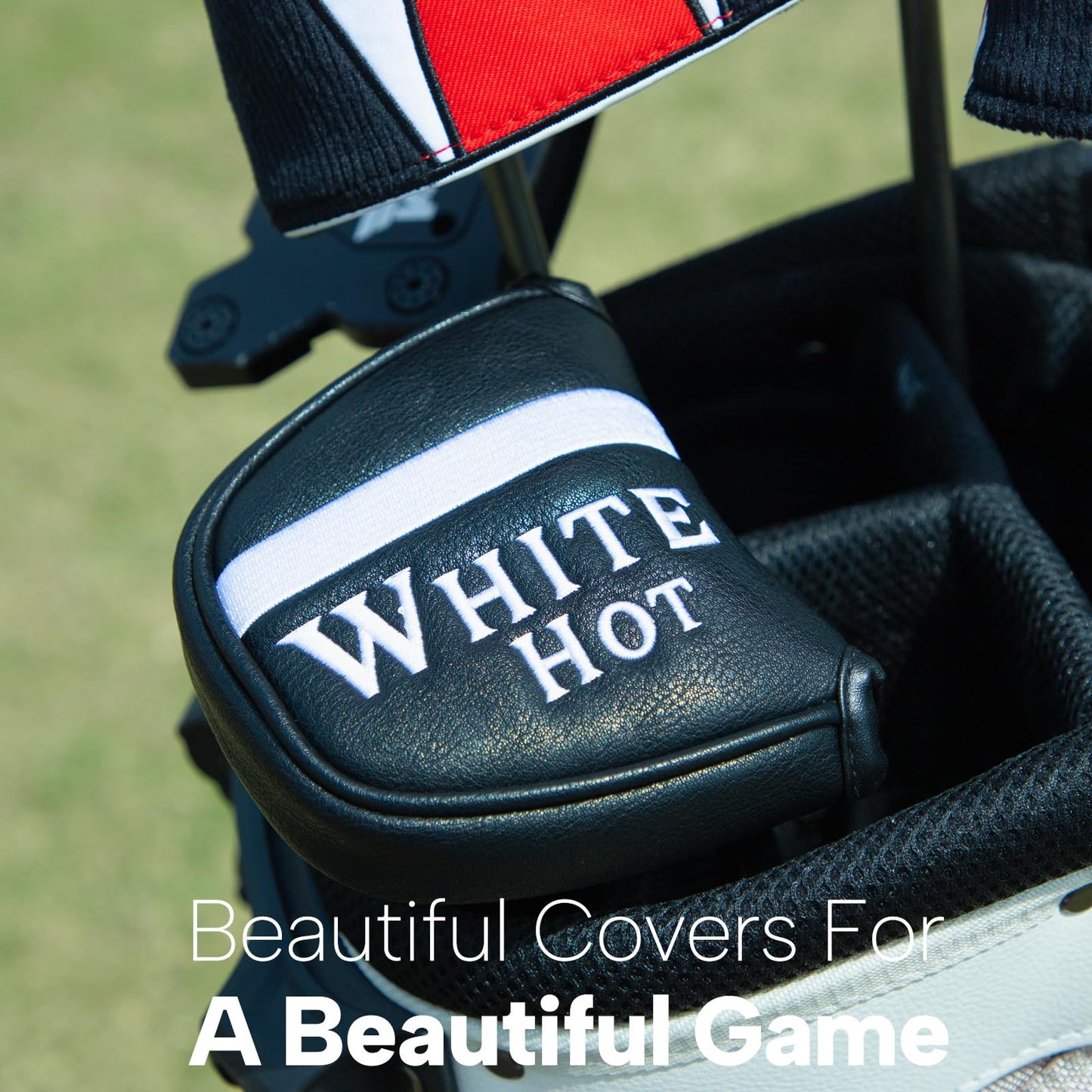 Golf Putter Covers Mallet Putter Cover White HOT Putter Headcover with Magnetic Closure Golf Club Covers for Most Brand Putter