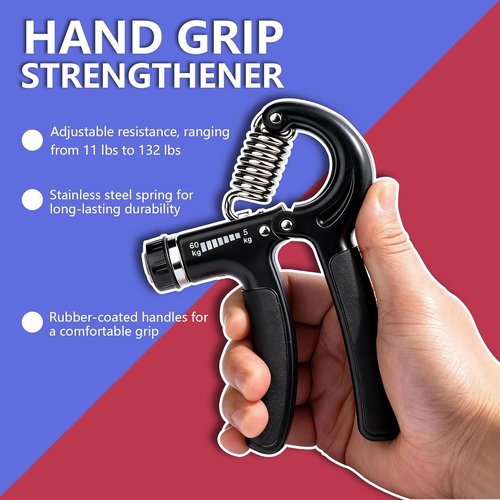Hand Grip Strength Trainer Kit - 5 Pack Adjustable Resistance Forearm Grippers for Enhanced Strength
