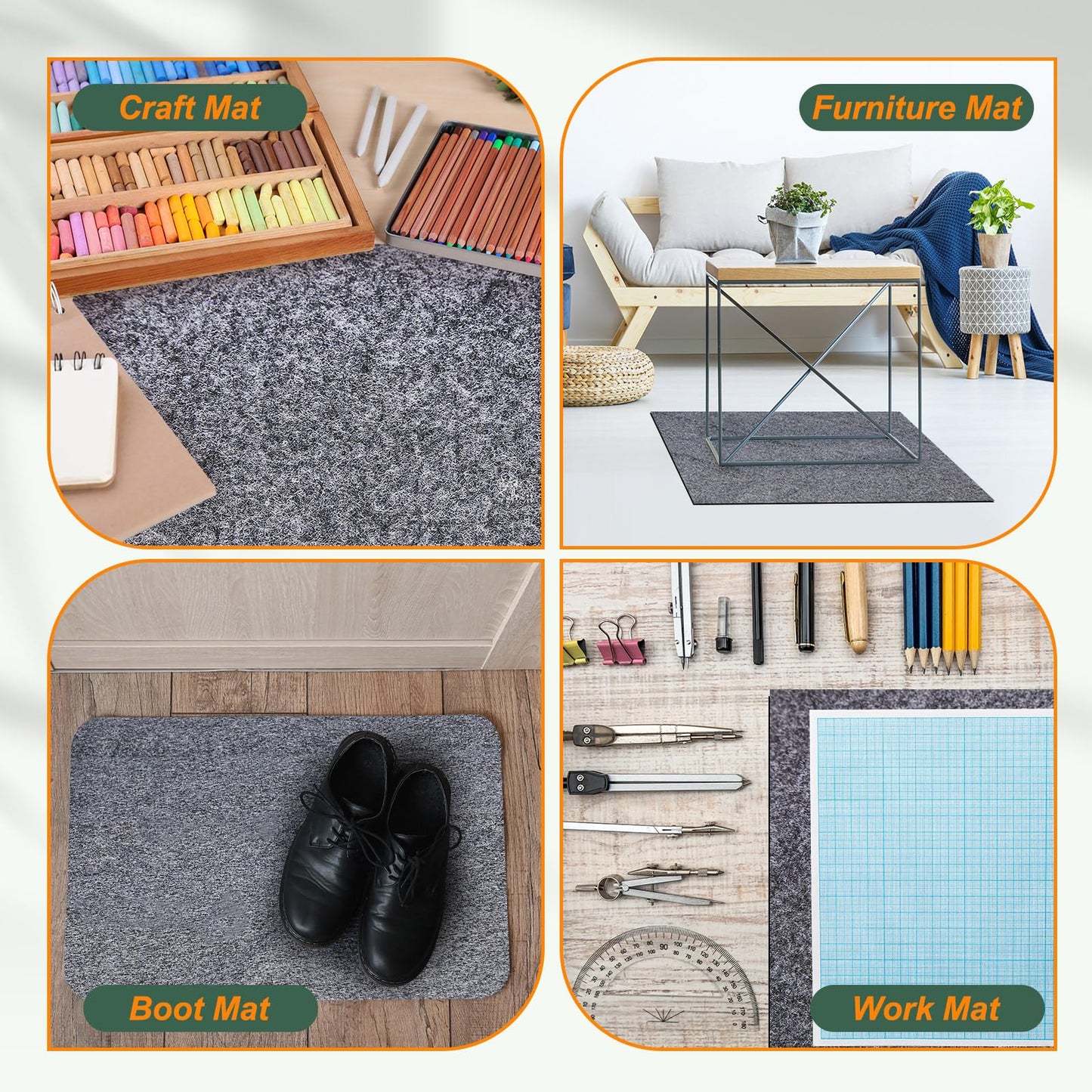 Tinideya Mini Refrigerator Floor Mat 24 x 24 Inch Under Fridge Mats Protector Floor Multifunctional Home Appliance Non Slip Waterproof Washable Carpet