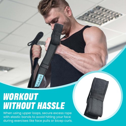 Vulken Tricep Rope Cable Attachments for Gym. Extra Long Tricep Rope LAT Pulldown Attachments Three Size in One Multi Workout Rope Handles Gym Accessories, Black
