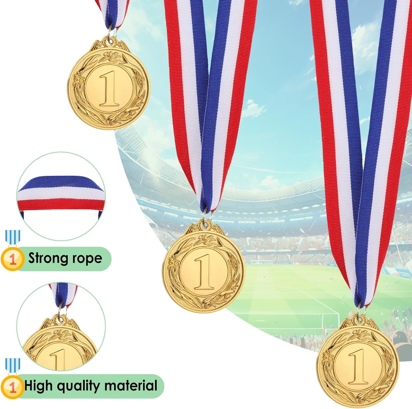 Simpeak 12-Piece Winner Medals Set - Olympic-Themed Awards for Sports Ceremonies | 2 Inches