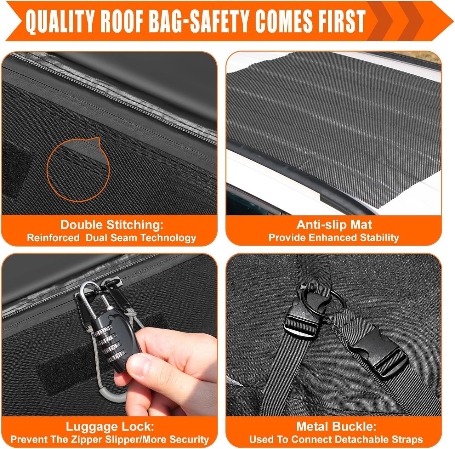 Sailnovo Rooftop Cargo Carrier - 20 Cubic Feet Waterproof Roof Bag with 6 Tie-Down Straps | Ideal for Road Trips & Camping