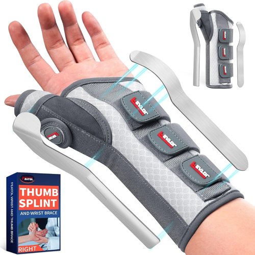 FEATOL Carpal Tunnel Wrist Brace - Night Support Thumb Spica Splint for Left Hand | Medium/Large, White/Pink