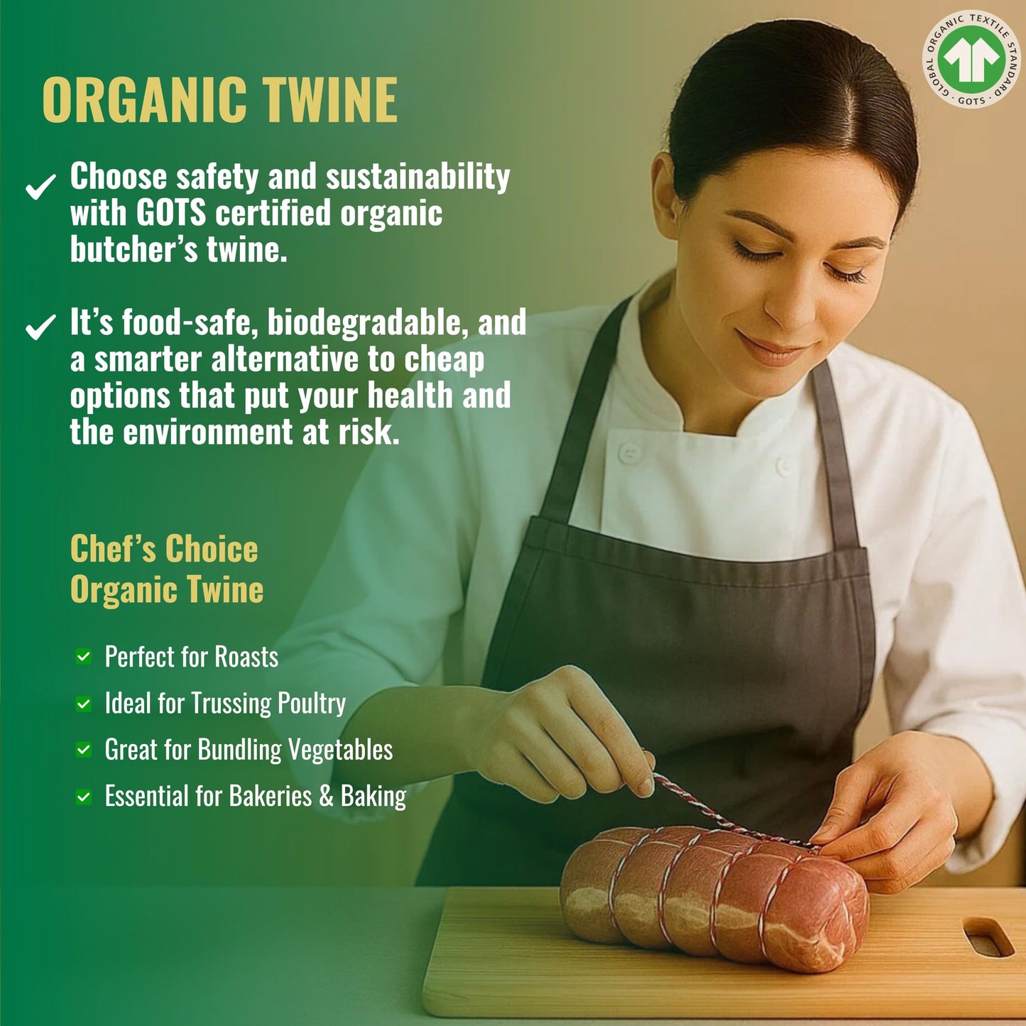 Organic Red and White Twine – 500 Feet Strong Cotton String for Gift Wrapping, Baking, Crafts, Butchering, Holiday Décor, DIY Projects, Packaging & Pastry Boxes