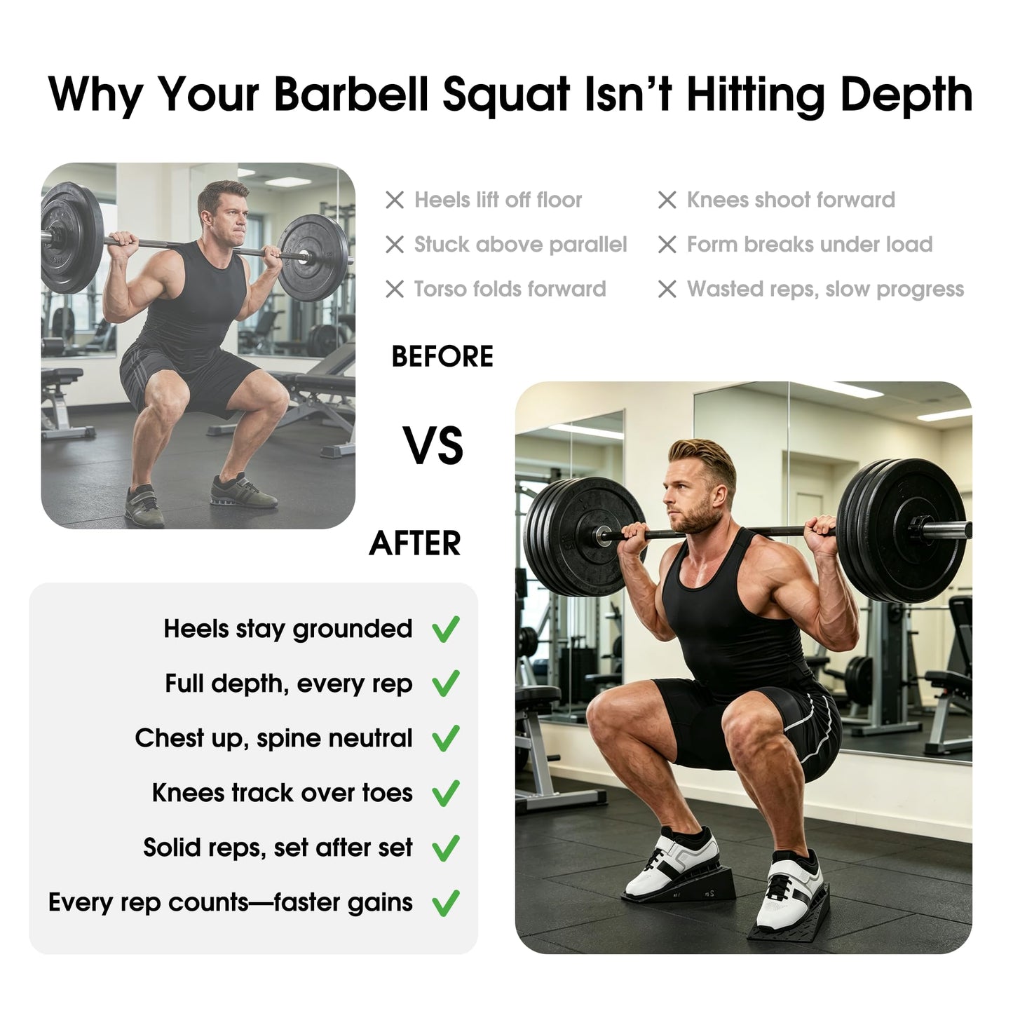 Folaps Squat Wedge Block with Guide for Heel Elevated Squat Weightlifting Slant Board for Squats with Carry Bag to Improve Mobility Balance and Strength