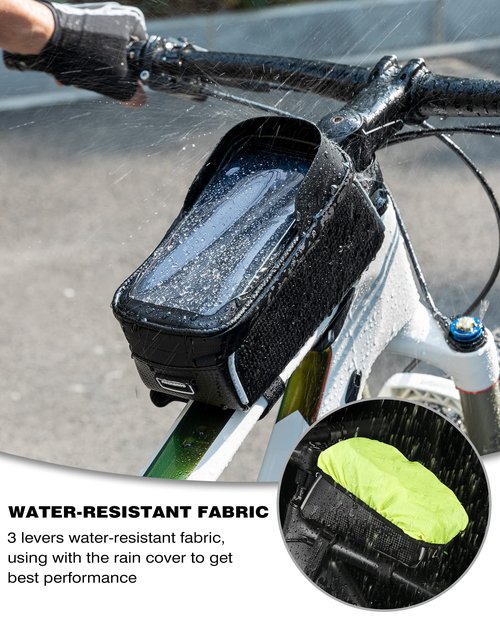 ROCK BROS Bike/Bicycle Phone Front Frame Bag, Waterproof, Tube Bag,Cycling Pouch, Bike Accessories for Men Compatible Phone Under 7”