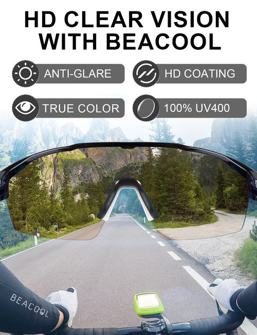 BEACOOL Polarized Sports Cycling Glasses Men Women UV400 Baseball Sunglasses TR90 Frame for Fishing Running Golf Softball