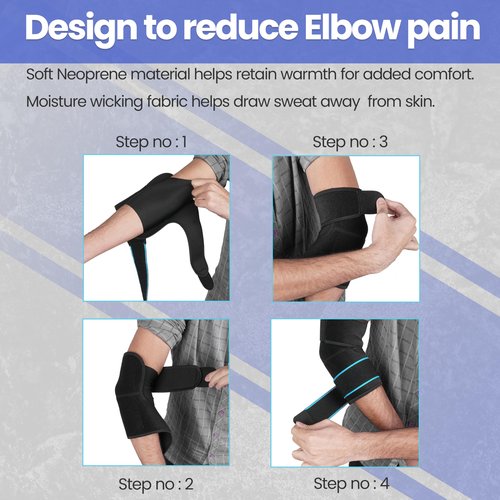 ELEVEXA LLC Adjustable Elbow Brace | Double Strap Elbow Compression Sleeve for Tendonitis, Sprains, and Strains | Arm Brace/Tennis Elbow Brace for Men and Women with Targeted Compression and Relief