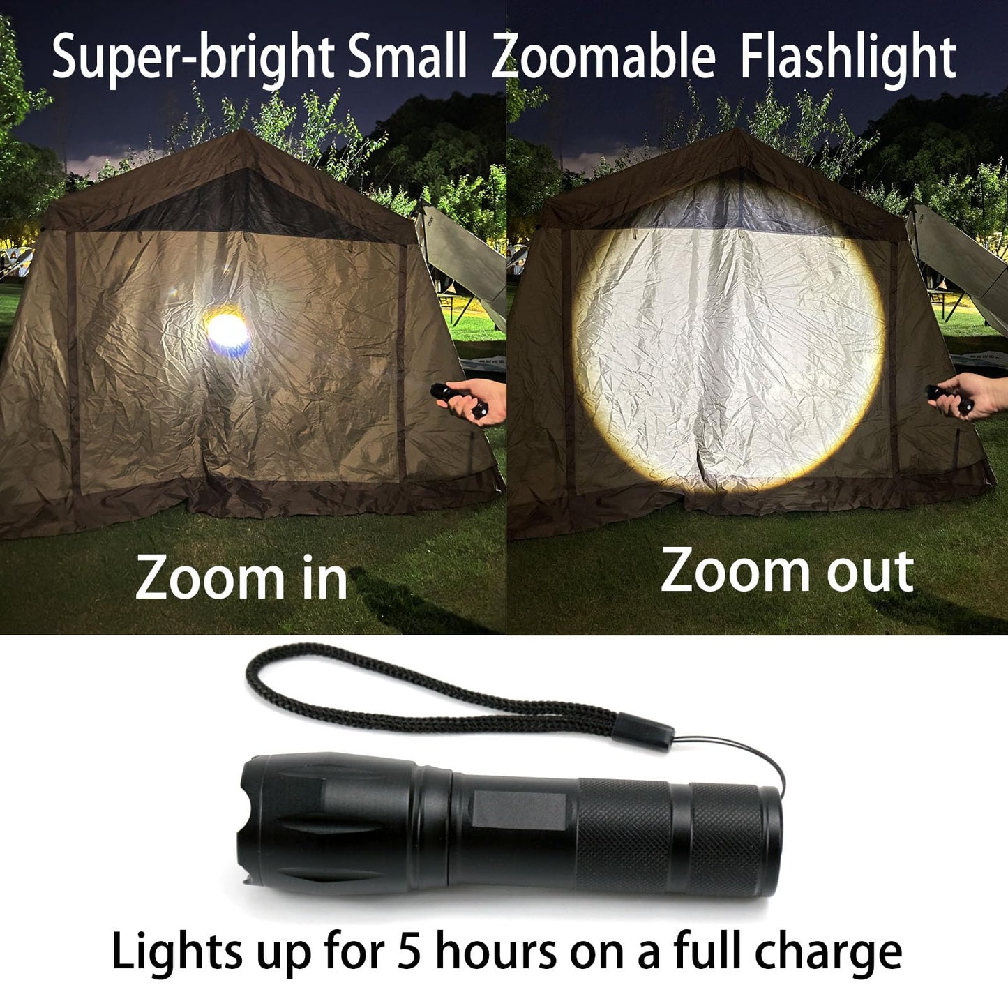 3 in 1 LED Rechargeable Flashlight, LED Small Flashlight with Memory Function, Super Bright Zoomable Red Lens Light 395 NM Black Lights Flashlights with USB C Charging for Camping Hiking Home