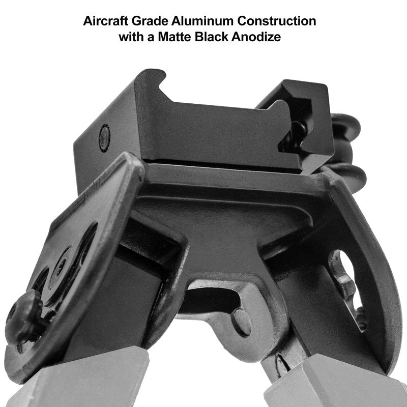 UTG Rubber Armored Full Metal QD Bipod, Height 6.0"- 8.5", Black