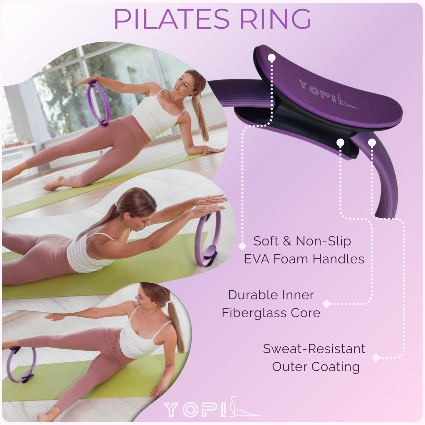 Yoga & Pilates Kit for Women – 9-in-1 Home & Studio Fitness Set with Yoga Blocks, Pilates Ring, Resistance Bands, Pilates Ball & More – Pink & Purple Workout Essentials for Yoga, Pilates & Stretching