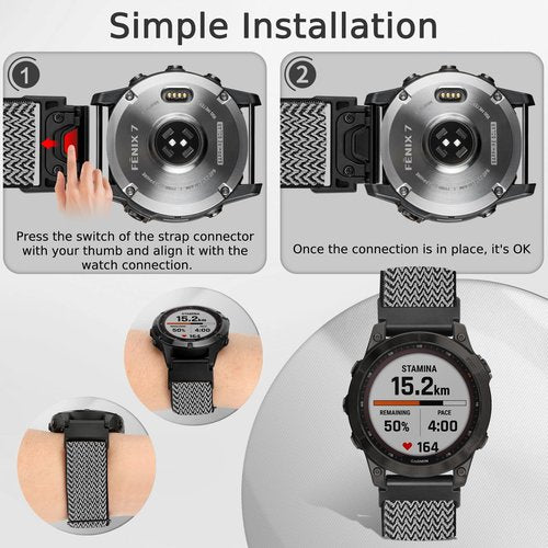 Tiptops Bands Compatible With Garmin Fenix 5/Fenix 6/Fenix 7/ Fenix 8-47mm Straps QuickFit 22mm Watch Band Elastic For Fenix 5 Plus/Fenix 6 Pro/Fenix 7 Pro Wristband