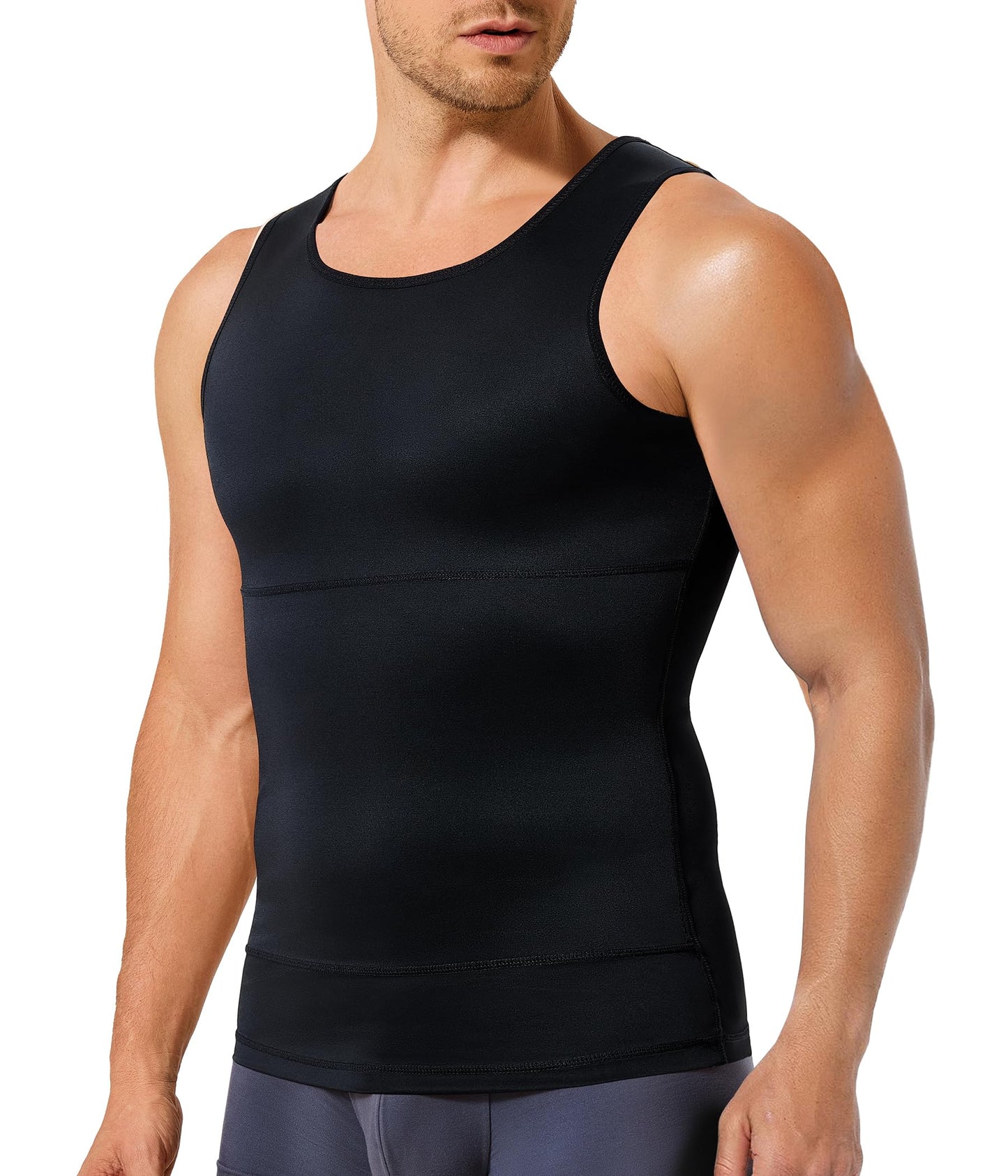 TAILONG Black Compression Shirt Men Shapewear Slimming Body Shaper Vest Sleeveless Tank Top Workout Undershirt