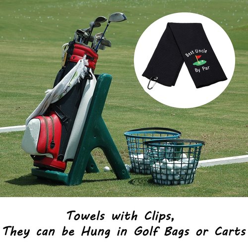 LEVLO Uncle Golf Towel Embroidered Golf Towel Gift Golf Father Gift Best Uncle by Par Golf Towel with Clip (Best Uncle-Black)