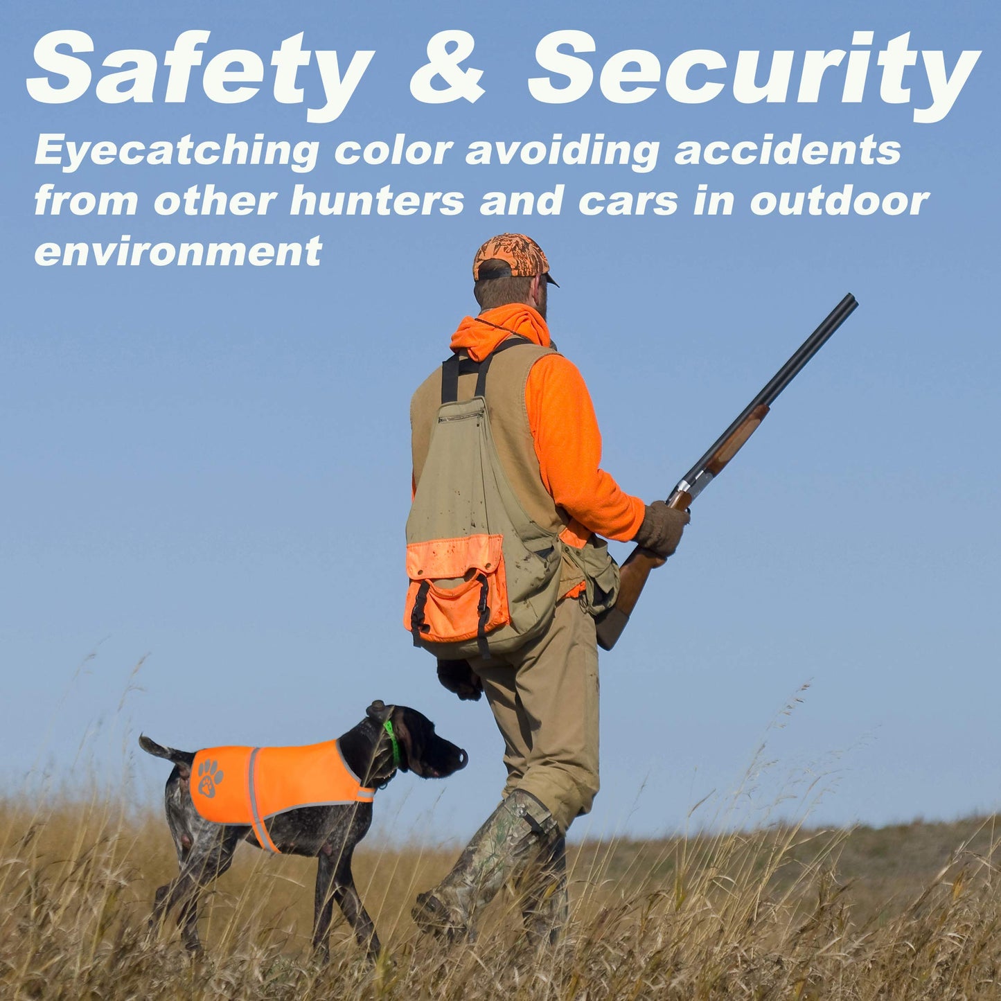 SPOFLY Reflective Safety Vest, High Visibility Keep Dogs Visible Outdoor Activity Day and Night, Hunting and Walking, Jacket for Small, Medium and Large Dogs (Blaze Orange, L)