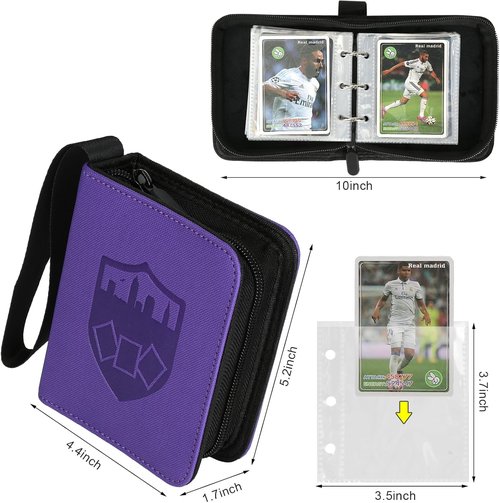 GERMUN Mini Card Binder - Premium 80-Pocket Trading Card Album with 40 Double-Sided Sleeves | Purple