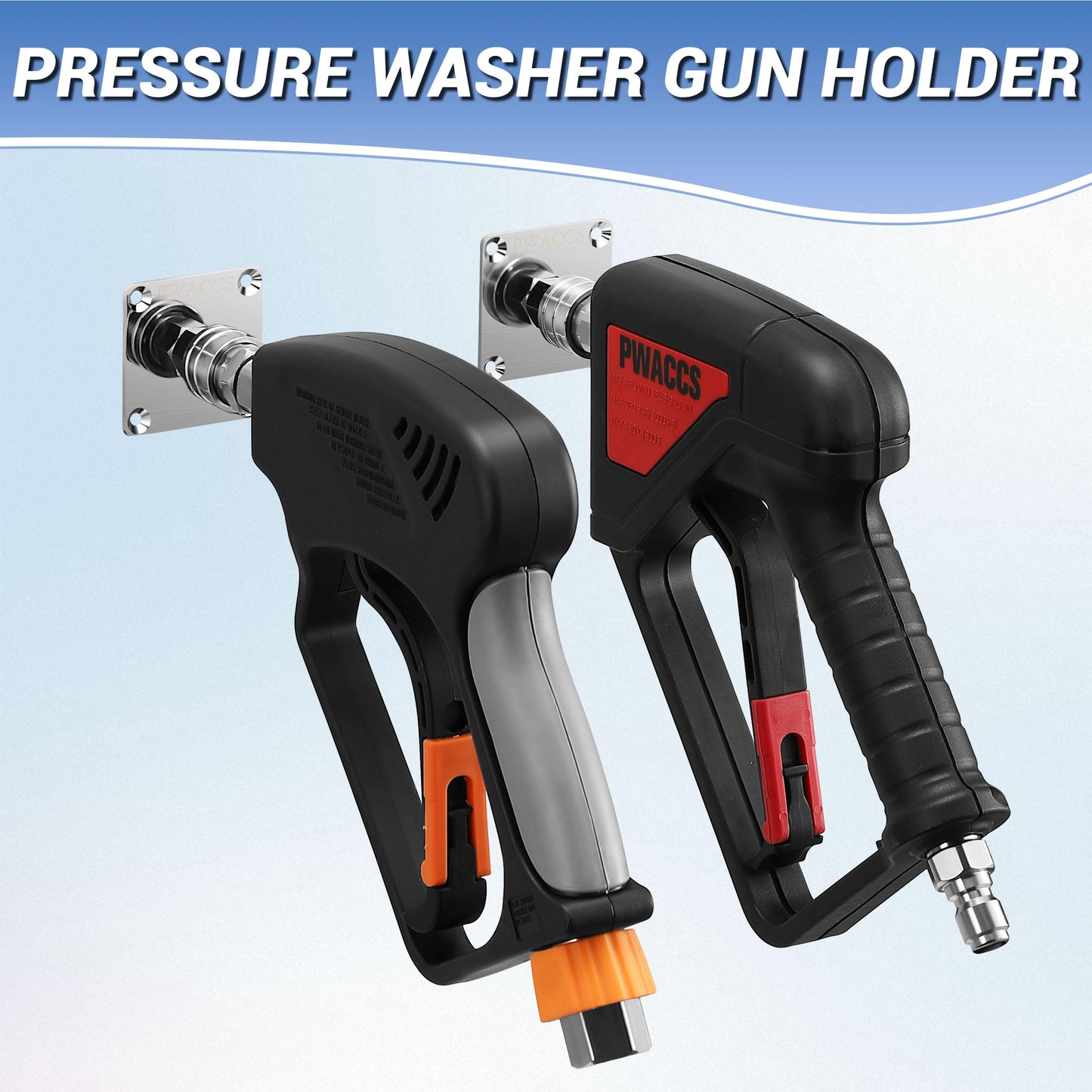 PWACCS Pressure Washer Gun Holder, Stainless Steel 1/4" Quick Connect Wall Mount Power Washer Gun Holder, Pressure Washer Accessories Wall Storage Rack, 2 Pack