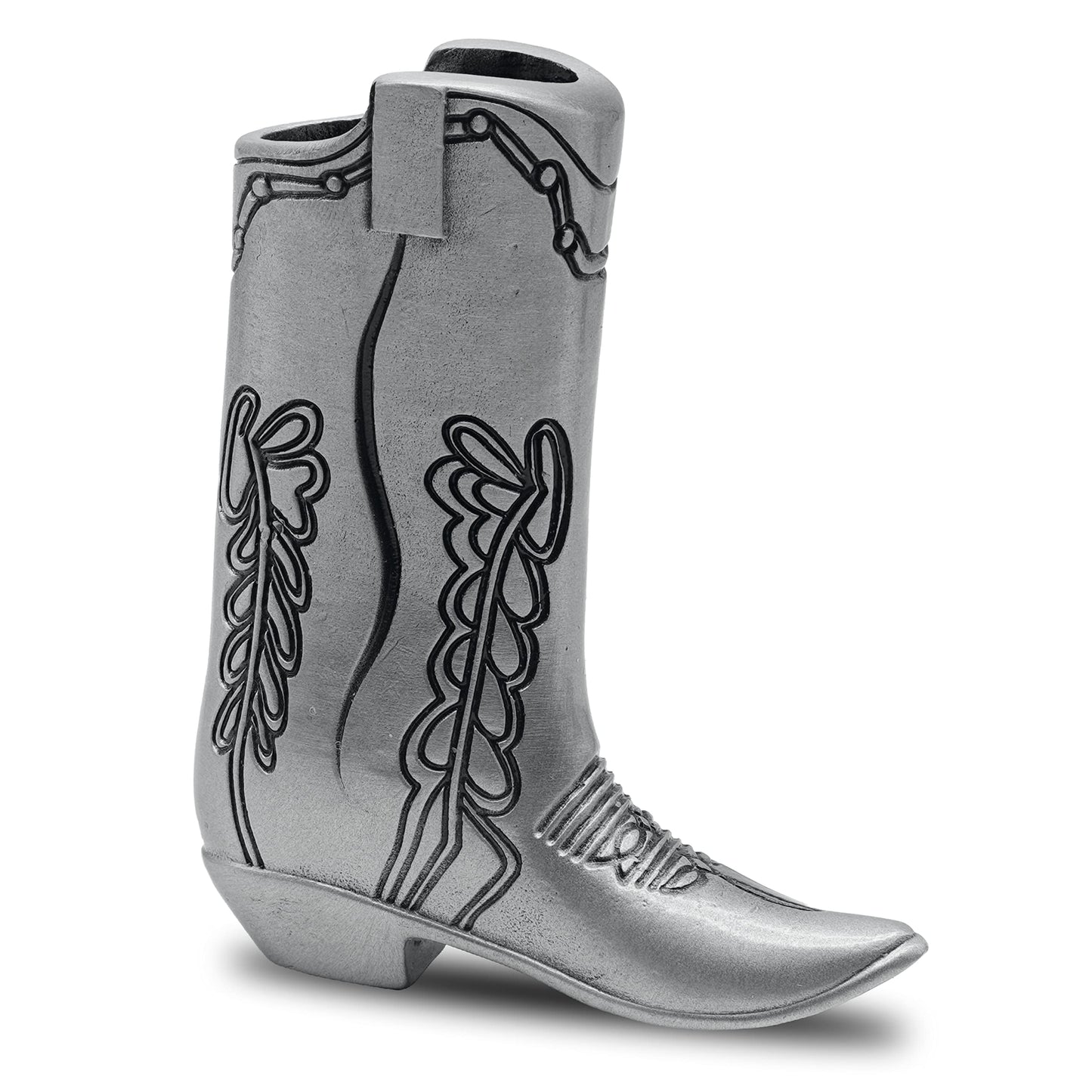 Cowboy Boot Lighter Case Silver Metal by HMC - for Mini Bic J5 - Stylish Design Lighter Sleeve Cover, Ideal for Home Or Everyday Carry