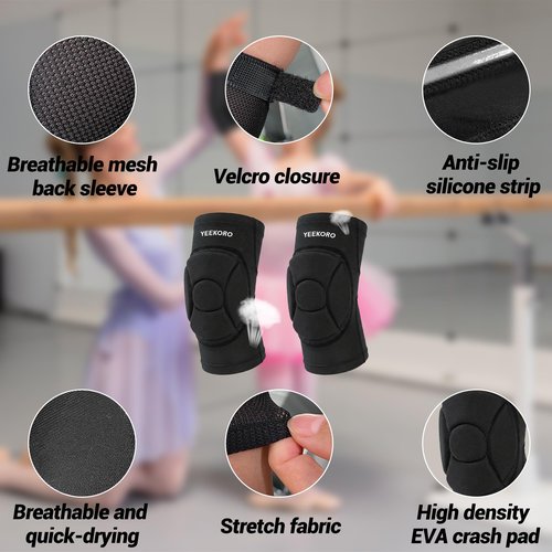 YEEKORO Kids/Youth Knee Pads Elbow Pads Compression Support Sleeve with Thickened Pads Knee Elbow Protective Gear Sports Knee Elbow Protector for Basketball Wrestling Football Volleyball Snowboarding