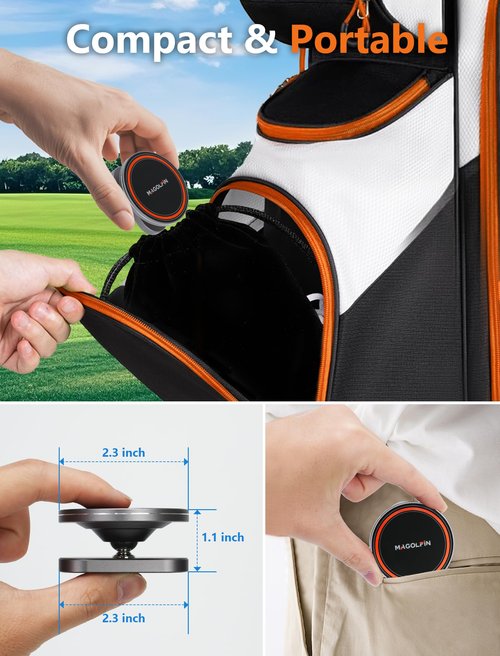 Aluminum Alloy Magnetic Golf Cart Phone Holder with N52 Magnets, Golf Accessories Compatible with MagSafe iPhone 17 Pro Max Plus 16 15 14 13 12 Mini Fits EZGO Yamaha Club Car Icon, Coolest Golf Gift