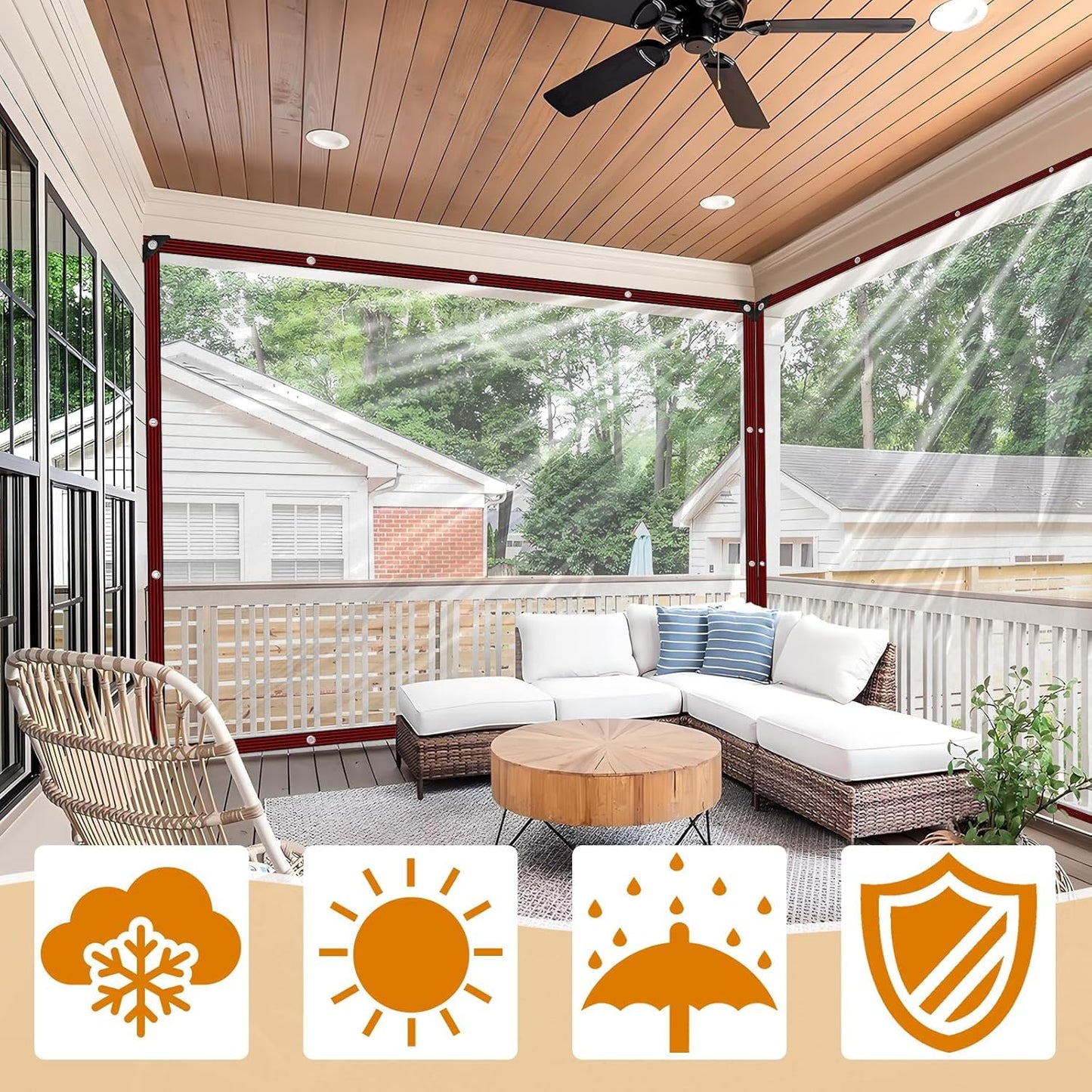 Clear Tarp - Heavy Duty Waterproof 4x6ft Clear Plastic Tarp with Grommets Transparent Vinyl Tarps Outdoor Garden Rainproof Tarpaulin for Greenhouse Plant Patio Roofs Porch Chicken Coop