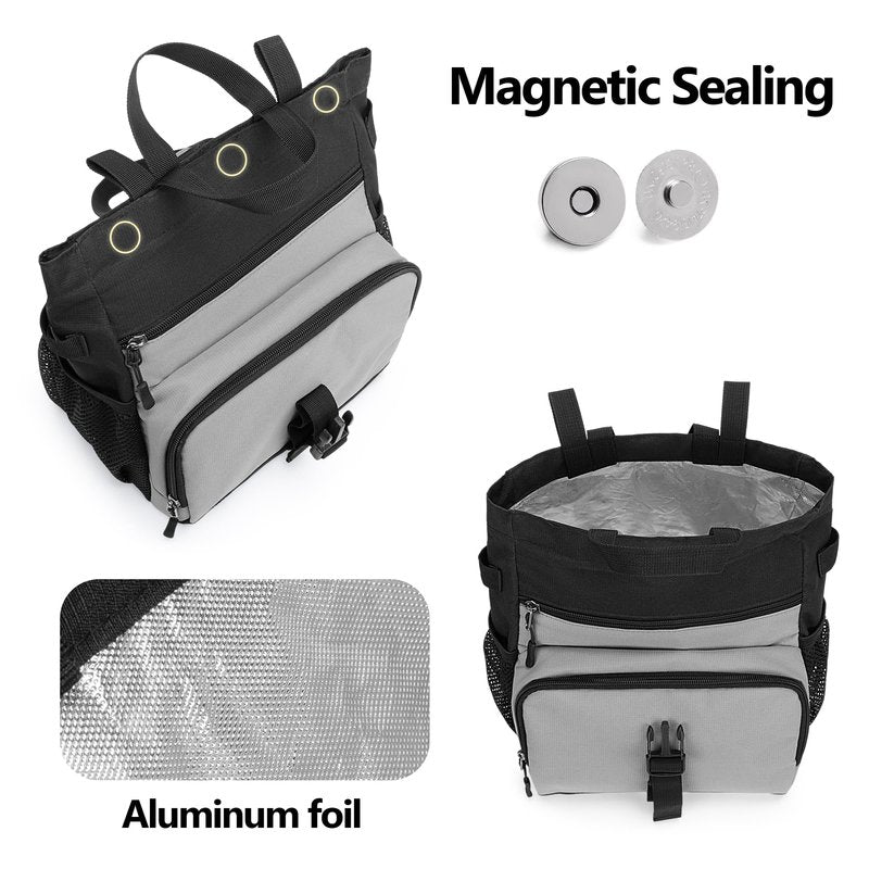 PGmoon Chalk Bucket Bag, Large Chalk Bag for Rock Climbing and Bouldering with Aluminum Foil Lining, Magnetic Closure, Multiple Pockets, 2 Brush Holders (Patent Design)