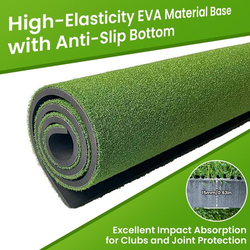 LPALNTYS Golf Hitting Mat 5x4ft, 21mm Artificial Turf Practice Mat with 9 Tees, Durable EVA Backing for Indoor | Outdoor Driving, Chipping & Swing Training，with Carrying Case