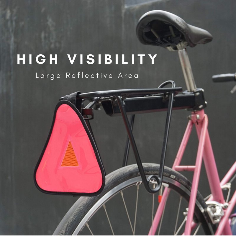 Vincita Reflective Yield Symbol with Hook and Loop Strap - High Visibility for Safety At Night - Safety Reflector for Bike Rack, Stroller, Backpack, Car Rack - Bicycle Reflective Accessories (Green)
