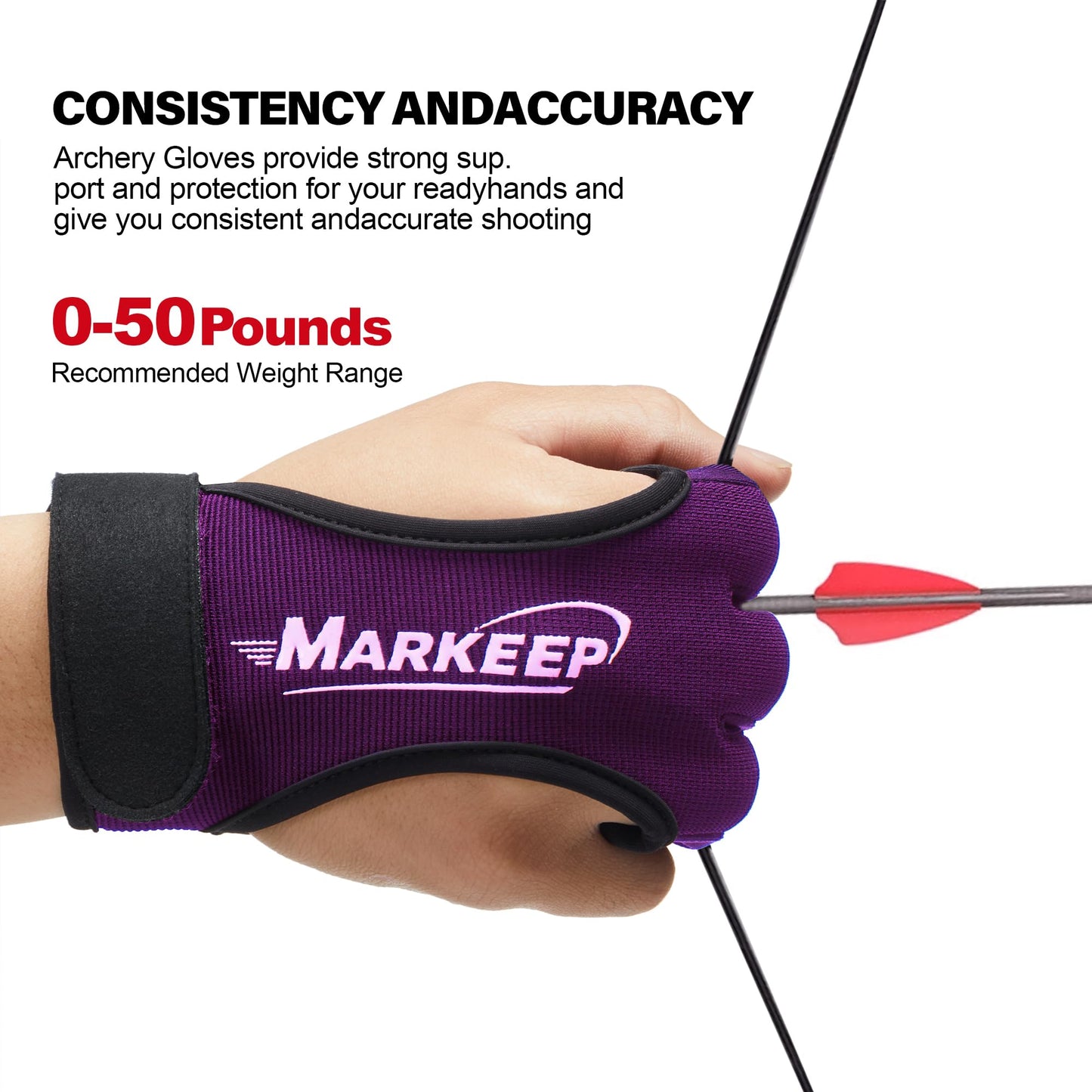 MARKEEP Archery Gloves 2 Pack Shooting Hunting Leather Guard 3-Finger Guard for Youth Adult Man Woman and Beginner Recurve Arrow Bow Archery Protective Gear Accessories