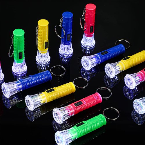 Jexine 100 Pcs Mini Flashlight Keychain Bulk Torch Keyring Flashlights LED Small Keychain Light Hiking Camping Christmas Party Favors(Black)