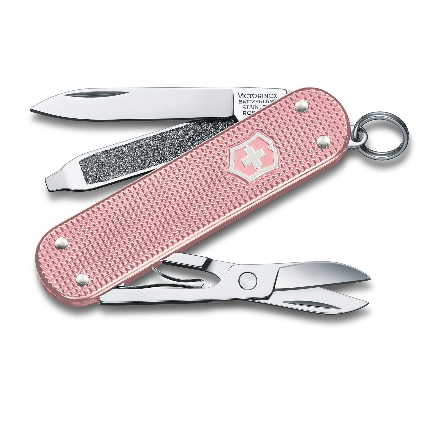 Victorinox Classic SD Alox Swiss Army Knife, Compact, 5 Functions, Swiss Made Pocket Knife with Small Blade, Screwdriver and Key Ring - Cotton Candy (Pink)