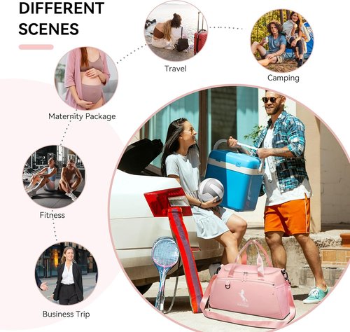 Marengo Gym Bag - Lightweight Travel Duffle with Shoe & Wet Compartment | Ideal for Sports, Yoga & Swimming - Pink