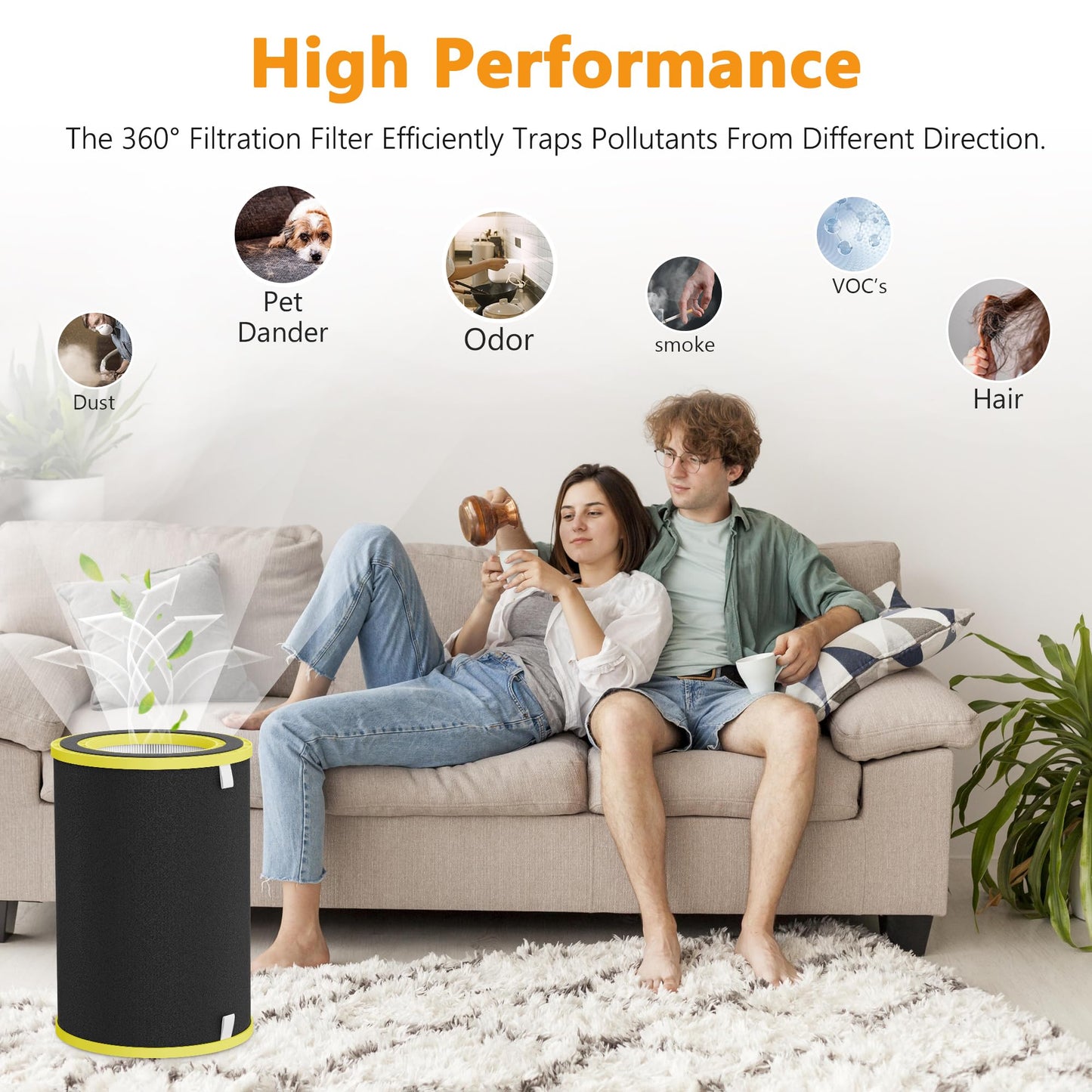 Breabetter 2-Pack Filter O Replacement Filter Compatible with G-Guardian AC5109W, AC5109, AC3200, AC3250 Purifiers, Part # FLT5100, FLT5100PTPC