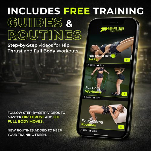 Hip Thrust Belt for Weights – Heavy-Duty Dumbbell, Plate & Kettlebell Hip Thrust Belt with Strap, Weight Belt for Hip Thrust & Glute Bridge Training | PRO-FIT LIVES