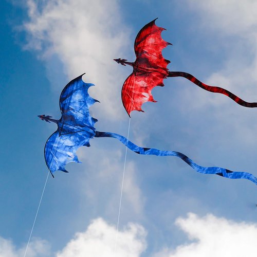 JEKOSEN Fiery Dragon Kite - 54" Easy to Fly Design with 160" Tail for Family Outdoor Fun