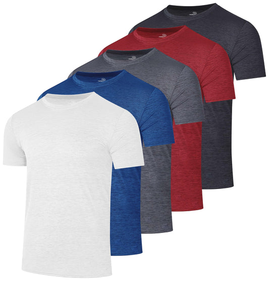 5 Pack Men's Dry Fit Short Sleeve T-Shirt Gym Workout Athletic Running Tee