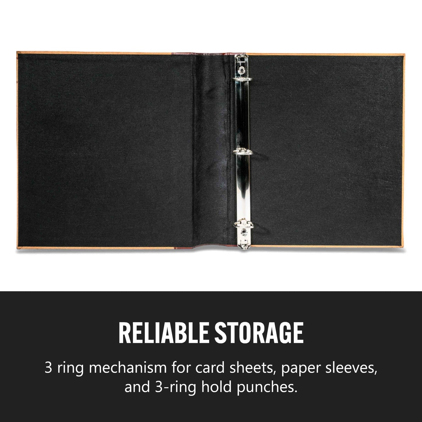 Bellagio-Italia 3-Ring 1" D Ring Binder, Tuscanny Faux Leather - for Documents, File Storage, and Trading Cards, Stores up to 250 Pages,Crimson