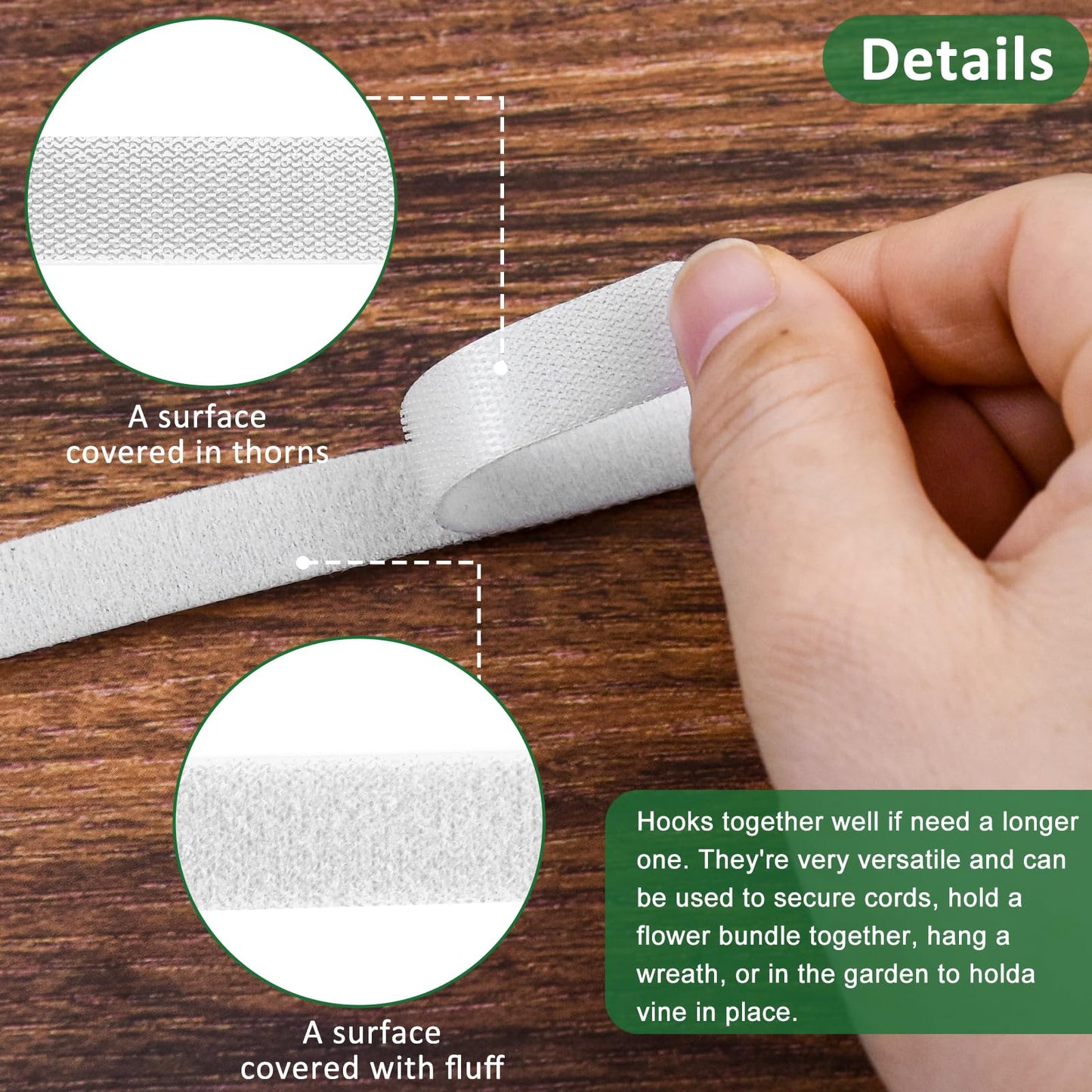 80Pcs Christmas Garland Ties White Hook and Loop Plant Cable Ties Adjustable Holiday Garland Ties Nylon Garden Plant Cable Strap for Wreath Garland Making Xmas Tree Door Banister Stairway Decoration