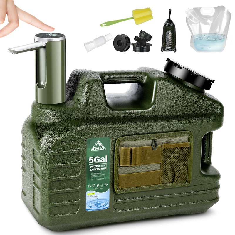 YOSN 5 Gallon Water Jug, Camping Water Container, BPA Free Portable Water Dispenser with Spigot, Leak-Proof Large Camping Water Jug for Emergency Storage,Outdoor,Hiking