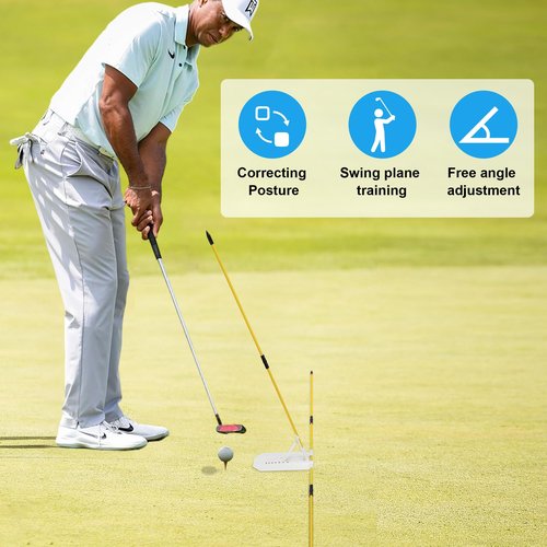PIRXXIY Golf Alignment Stick Holder Set - Golf Swing Training Aid for Aiming, Putting, Full Swing Trainer, Golf Practice Accessories, Posture Corrector, Golf Swing Plane Trainer