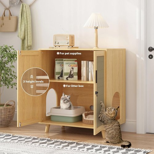 Lovinouse Cat Litter Box Enclosure - Large Hidden Cabinet with Adjustable Shelf | Stylish Furniture for Living Room