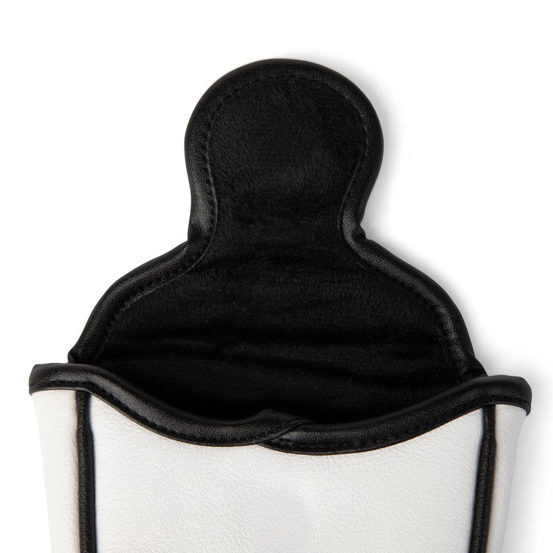 e9 golf Fore the Birds Round Mallet Putter Cover - Synthetic Leather Golf Mallet Putter Headcover - Men & Women Golf Mallet Putter Covers Accessories - Universal Fit Putter Cover - (White)