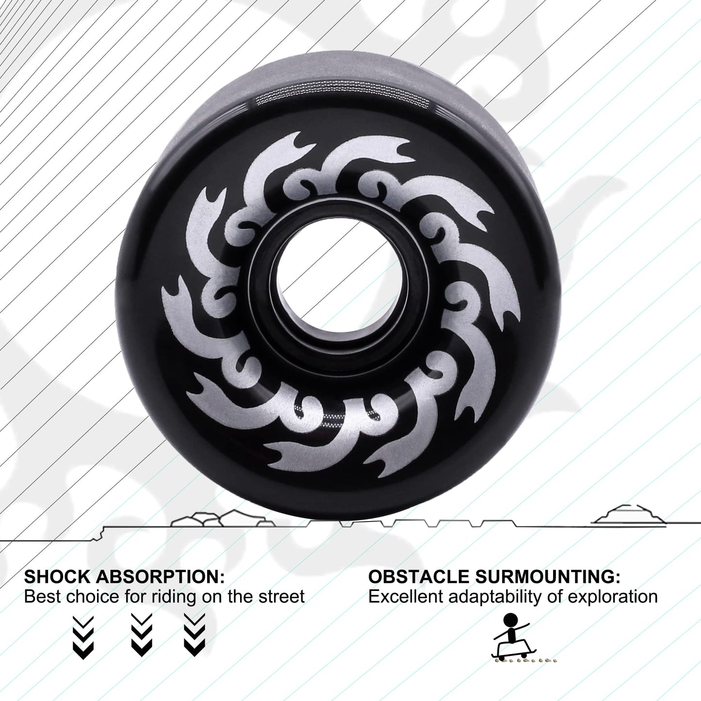 BRAVORD Longboard Wheels 70mm 82A PU, NJ-70, Professional Skateboard Wheels– Set of 4