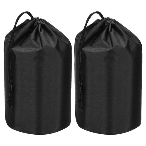 PATIKIL Stuff Sack, 2 Pcs 12 x 24 Inch Waterproof Outdoor Storage Sack Portable Drawstring Dust Flap Bag Lightweight Sleeping Bag for Camping Hiking Travel, Black