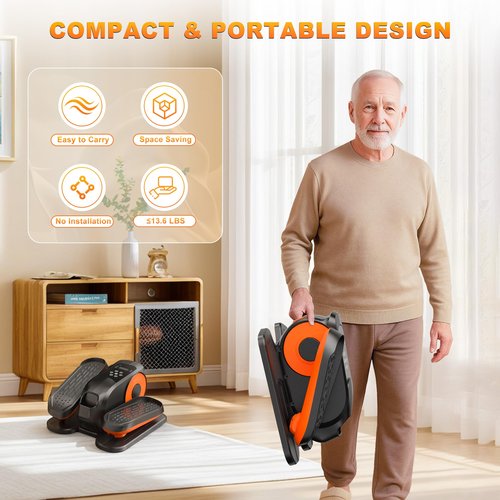 Mini Under Desk Elliptical Low Impact Electric Leg Exerciser As Seen on TV While Sitting for Seniors with Non-Slip Mat Quiet & Portable for Home and Office Black