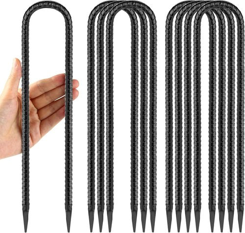 Heavy Duty 12-Inch Trampoline Wind Stakes by [Brand Name] - 8-Pack Galvanized Steel Tie Down Anchors