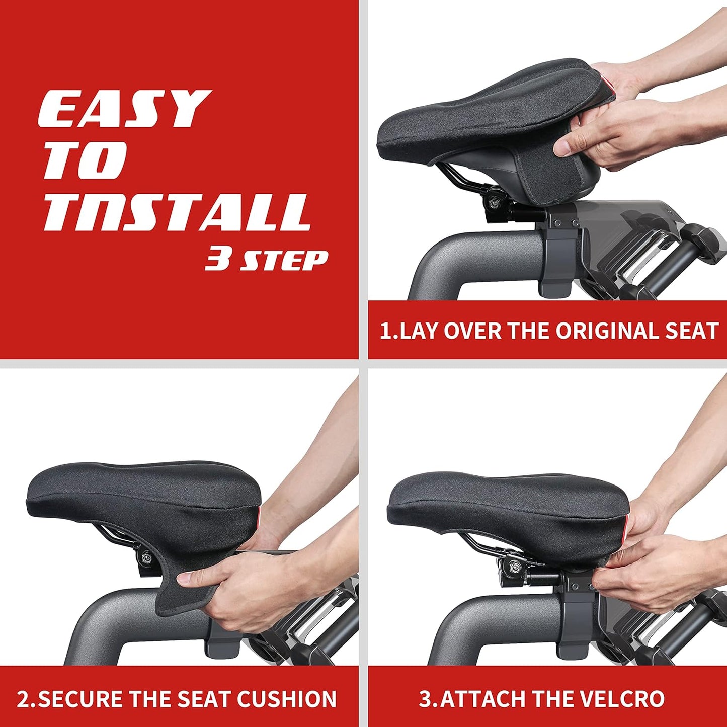 Peloton Bike Seat Cushion - Gel Bicycle Seat Cover for Comfort | Extra Padded Memory Foam, 11”x7”