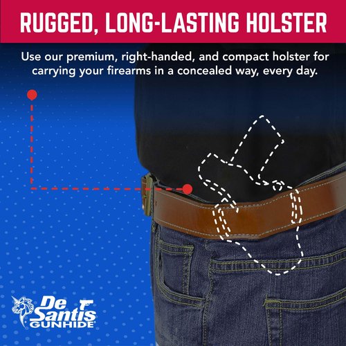 Desantis Thumb Break Mini Slide Holster, Outside The Waistband Gun Holster, Fits RUGER-57 with RED DOT Sight, RUGER-57 Without RED DOT Sight, Adjustable Tension Device, Right-Hand Draw, Tan