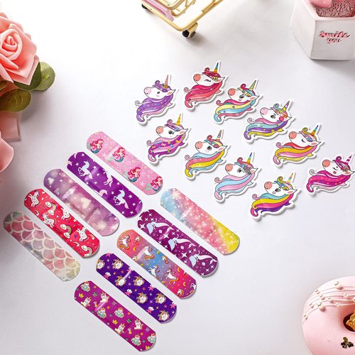 Panelee 150 Pcs 20 Styles Kids Unicorn Bandages Bulk Cartoon Bandages for Girls Waterproof Breathable Variety Patterns Comfortable Flexible Protection Care for Girls Boys