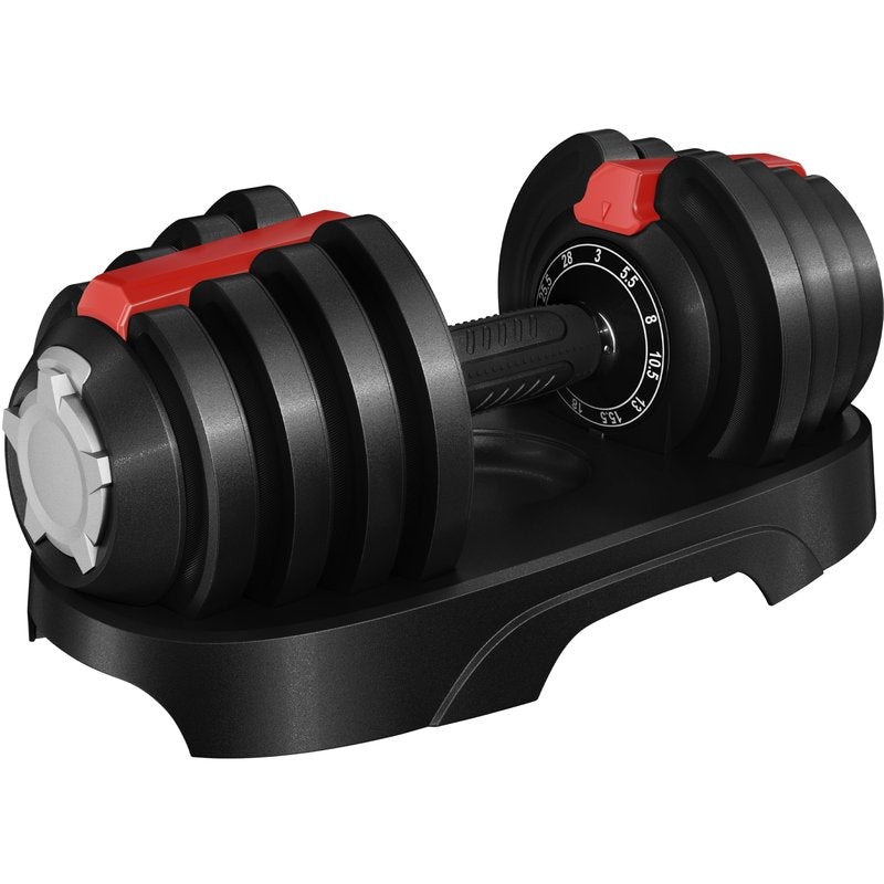 Yaheetech Adjustable Dumbbell Set 25LB/40LB/52.5LB/90LB Adjustable Dumbbells Fast Adjust Dumbbell Weight Set with Anti-Slip Handle Tray for Men/Women Home Gym Strength Training Equipment Single